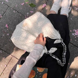 Qfdian Korean Chic Dot Girls Canvas Bags 2025 New Casual Kawaii Sweet Women's Handbags All Match Chic Fashion Ins Shoulder Underarm Bag