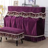 Qfdian  155x40x130 Simple Lace Piano Covers Piano Full Cover Fabric Middle Opening Piano Cover Dust Cover with Stool Cloth