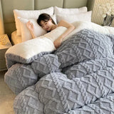 Qfdian  High End Thickened Winter Warm Blankets for Beds Artificial Lamb Cashmere Weighted Blanket Thicker Warmth Duvet Quilt Comforter