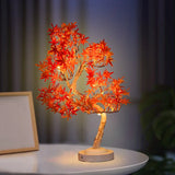 Qfdian  Artificial Bonsai Tree Lights Table Decor Maple Leaves Tree Fairy Lamp, Battery/USB Operated LED Night Light, for Camping Decor