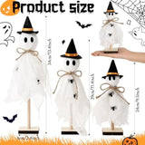 Qfdian  3 Pcs Halloween Witch Ghost Indoor Decorations Halloween Ghost on Wooden Stand Table Centerpieces with Witch Hat Spider for Des