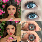 Qfdian 2PCS Contact Lenses Dioptric Beautiful Pupil Cosmetic Lens for Eyes Myopia Degree Colored Lenses 6-12 Months