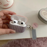 Qfdian Korea lovely pink wave point cover stripe pattern tpu soft case for apple airpods pro 2 3 4 silicone earphone shell