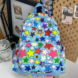 Qfdian High-capacity Ins Women Students Backpack Sweet Kawaii Casual All Match Schoolbags Harajuku Y2k Aesthetic Star Print Backpacks