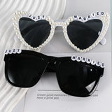 Qfdian  2pcs Heart-Shaped Classic Bridal and Groom Glasses Stylish Design Perfect for Black and White Wedding Party Accessories