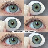 Qfdian  1 pair Green Color Series Contact Lenses for Eyes Natural Blue Lenses Eye Makeup Beauty Pupils Yearly Use Cosmetics Len