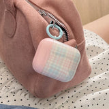 Qfdian Case for AirPods 4 Suitable Girls Silicone Earphone Coque Fashion Pink Plaid Pattern Hard House Pendant for AirPods 1 2 3 Pro 2