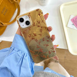 Qfdian Golden glacier ins autume flower fundas for iphone 16promax 13 14pro 16 15 pro max 15promax 13pro 14 shockproof phone case