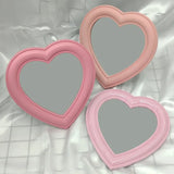 Qfdian  Cute Heart-shaped Makeup Mirror Room Decoration Wall Mounted Desktop Vanity Mirror Set Up Props for Photography Home Decoration