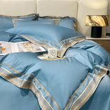Qfdian Premium 1000TC Egyptian Cotton Luxury Gold Embroidery Hotel Style Bedding Set Duvet Cover Flat/Fitted Bed Sheet Pillowcases 4Pcs