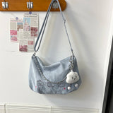 Qfdian Vintage Y2k Aesthetic All Match Shoulder Bags Casual Fashion Chain Underarm Bag Cartoon Women Kawaii Print Handbags Crossbody