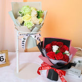 Qfdian  Artificial Soap Flower Preserved Bouquet Rose Realistic Mothers Day Valentines Day Anniversary Wedding Romantic Gift Decoration