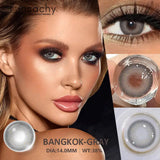 Qfdian  1 Pair Natural Fashion Colored Contact Lenses for Eyes Brown Pupils Gray Contact Lenses Cosmetic Lens New Pupil Yearly