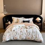 Qfdian 600TC Egyptian Cotton Flowers Butterfly Print Bedding Set Single Double Queen King Size Duvet cover Set Bed Sheet Pillowcases