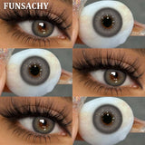 Qfdian  1 Pair Natural Color Contact Lenses for Eyes Brown Lenses Colorcon Korean Lens Yearly Beautiful Grey Eyes Big Black Len