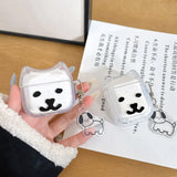 Qfdian Lnteresting Transparent Line Dog Pattern Hard Silicone Headphone Protection Case for AirPods 1 2 3 4 Pro 2 Shell Cute Cat Cover