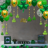 Qfdian  St Patricks Day Green Shamrock Clover Balloon Saint Patricks Party Decorations Garlands Banner Streamer Backdrop Hanging Decor