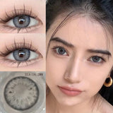 Qfdian 2Pcs Kroean New Colored Contact Lenses with Prescription Myopia Degree 0.00- 8.00 Black Eye Soft Lens Eye Beauty Pupil