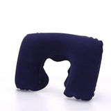 Qfdian Flocking Plush Fabric Cover Inflatable Pillow Outdoor Travel Cushion U-Shaped Pillow Neck Pillow Travel Accessories Nap Pillow