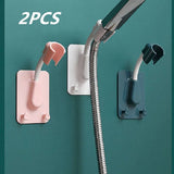 Qfdian 360° Shower Head Holder Adjustable Self-Adhesive Showerhead Bracket Wall Mount SPA Stand With 2 Hooks For Bathroom