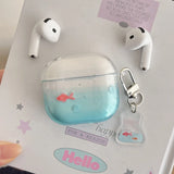Qfdian Korea lovely transparent gradient goldfish koi soft earphone case for airpods 4 pro 2 3nd protection cover coque cute pendant