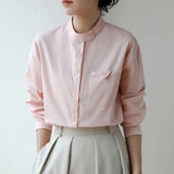 Qfdian  Elegant Stylish Commute Pink Shirts Women Spring Autumn Turn-Down Collar Button Down Long Sleeve Blouse Office Ladies
