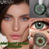 Qfdian  1 Pair Colored Contact Lenses Natural Brown 14.5mm Big Eyes Contacts Cosmetics Green Eye Color Lens Gray Lens Women Makeup