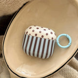 Qfdian  Retro Khaki Polka Dot Vertical Stripe Gloss Shell For AirPods Pro 3 New Soft Earphone Case For AirPods 1 3 4 Pro 2 With pendant