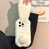 Qfdian  Plush Bunny Ears Phone Cases, for IPhone 17 16e 16 15 14 13 12 11 Mini Air Pro Max X XR XSMax,Soft Cute Lovely Covers Case