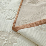Qfdian 3/5Pcs Luxury European Knitted Cotton Embossing Quilted Bedspread, Bed Cover, Mattress Topper Coverlet, Bed Sheet, Pillowcases