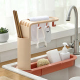 Qfdian Telescopic Sink Drain Rack Soap Sponge Holder Self Adhesive Kitchen Paper Towel Holder Punch Free Roll Kitchen Acces