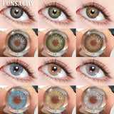 Qfdian  1 Pair Colored Contact Lenses for Eyes Natural Brown Gray Eye Contacts Yearly Cosmetics Pupils Blue Lens Green Contacts