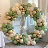 Qfdian  Sage Green Sand White Gold Balloons Garland Arch Kit Gold Confetti Latex Balloon Baby Shower Birthday Party Decoration Wedding