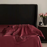 Qfdian 4Pcs Luxury Embroidery 1000TC Lyocell Eucalyptus Fiber Soft Silky Bedding Set Duvet Cover Set Bed Sheet/Fitted Sheet Pillowcases