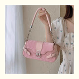 Qfdian Fashion Women Sweet Kawaii Top-Handle Bags Korean All Match Fairy Shoulder Underarm Bag Office Lady Elegant Purses and Handbags