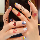Qfdian  Waterproof Temporary Tattoo Sticker Black Hand Drawn Heart Design Body Art Fake Tatto Flash Tatoo Finger Wrist Ankle Female