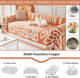 Qfdian Boho Sofa Covers, Chenille Couch Cover for Dogs Geometric Jacquard Sofa Slipcover Living Room Pet Furniture Protector Washable