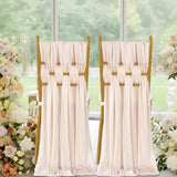 Qfdian  Champagne Chair Sashes 16 Pieces 8FT Long Sheer Wedding Aisle Chair Sash,Tulle Chairs Covers Drapes Bulk Decorations for Wedding