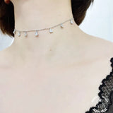 Qfdian  Sexy Water Drop Pendant Necklace for Women Gold Color Link Chain Choker Wedding Jewelry Elegant Evening Party Birthday Gift