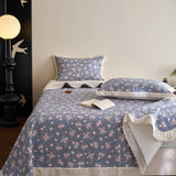 Qfdian  Flower Printed Bed Cover with Lace French Style Washed Cotton Bedspreads Quilted cobre leito de casal Comfortable and Soft