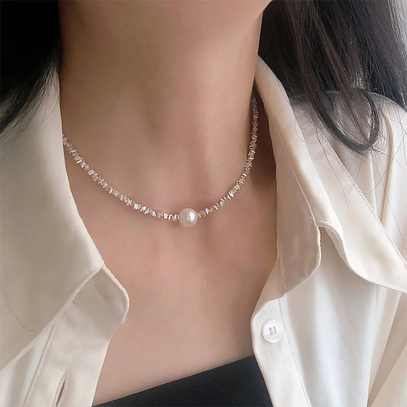 Popular Silver Colour Sparkling Clavicle Chain Choker Necklace Collar For Women Fine Jewelry Wedding Party Birthday Gift