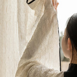 Qfdian  Black-edged Linen Curtains,Curtains, Light-transparent, Living Room, Floating Windows, High-end French Medieval Style