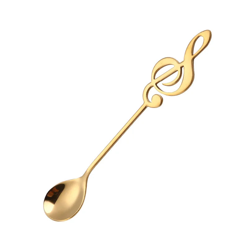 Qfdian Stainless Steel Musical Notes Coffee Spoon Stirring Cup Spoon Music Stick Ice Cream Gift Spoon Kitchen Tool Accessories