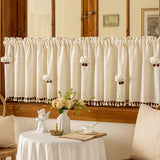 Qfdian  Japanese Style Sheer Curtains for Kitchen Balcony Door Cabinet Half Curtain Tulle Drapes Custom