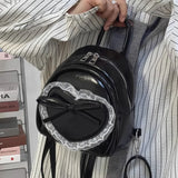 Qfdian  All Match Y2k Aesthetic Fairy Lace Backpack Simple Mini Fashion Cute Heart Bow Schoolbags Sweet Kawaii Backpacks Women Students