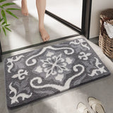 Qfdian  Simple Geometric Bath Mats Strong Water-absorbent Anti-slip Carpet Flocked Home Bathroom Quick-drying Foot Mat