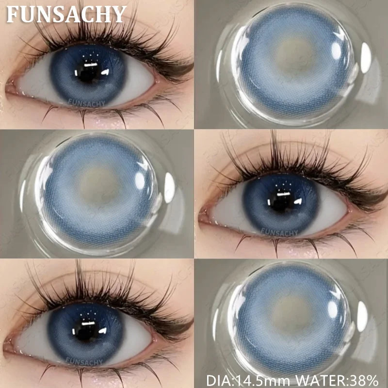 Qfdian 1 Pair Myopia 0~-8.00 Degree Color Contact Lenses for Eyes Natural Lenses with Prescription Diopter Eye Contacts Yearly