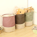 Qfdian 3 Sizes The beam port Linen Multi-function Handle Stackable storage barrel Laundry basket Toy Storage box storage basket
