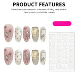 Qfdian  10pcs Handmade False Nails with Rose Flower Decor Glossy Sweet Pink Press On Nails for Daily and Parties Wearing Fake Nails