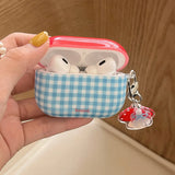 Qfdian Retro Plaid For Apple AirPods1/2 3 4 Pro 2 2nd Generation Wireless Bluetooth Earphone Charging Box Case Girl Soft Silicone Cover